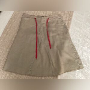 Dollhouse A-Line Skirt zipper & tie waist size M creamy tan back pockets